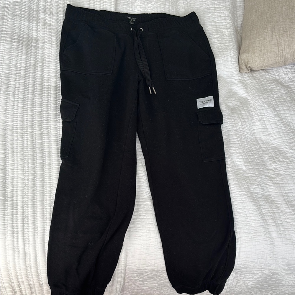 Calvin Klein Performance Black Track Pants with Elastic Cuffs